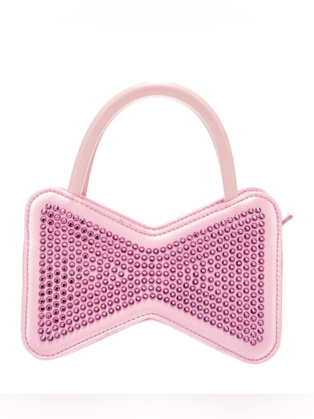 MACH & MACH pink satin crystal embellished bow shaped mini bag $580